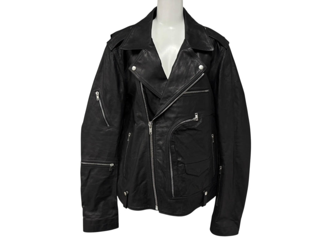 極美品 Rick Owens リックオウエンス Bauhaus Stooges バウハウス ストゥージズ ライダースジャケット ブラック シルバー金具 中古 4b009032