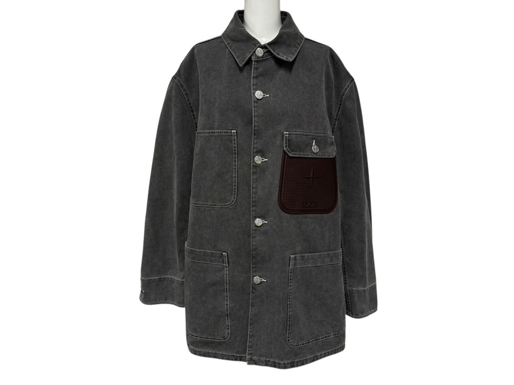 極美品 Dior ディオール × STONE ISLAND ストーンアイランド カバーオール ジャケット 24AW 493D496A385X サイズ54 グレー 中古 4b009034