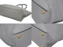 Load image into Gallery viewer, PRADA プラダ トートバッグ ブランドロゴ 1BG043 ルーマニア製 レザー グレー ゴールド金具 美品 中古 4b009063