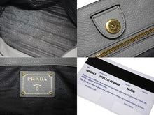 Load image into Gallery viewer, PRADA プラダ トートバッグ ブランドロゴ 1BG043 ルーマニア製 レザー グレー ゴールド金具 美品 中古 4b009063