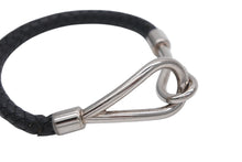 画像をギャラリービューアに読み込む, HERMES エルメス Jumbo H ジャンボブレスレット アクセサリー レザー ブラック シルバー金具 美品 中古 4b009074