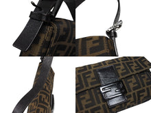 Load image into Gallery viewer, FENDI フェンディ マンマバケット ワンショルダーバッグ ズッカ柄 キャンバス レザー ブラウン ブラック ガンメタ金具 美品 中古 4b009075