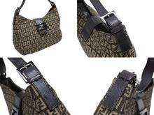 Load image into Gallery viewer, FENDI フェンディ ズッキーノ ワンショルダーバッグ 8BR036 キャンバス レザー ブラウン ベージュ ブラックメタル金具 美品 中古 4b009076
