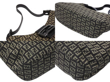 Load image into Gallery viewer, FENDI フェンディ ズッキーノ ワンショルダーバッグ 8BR036 キャンバス レザー ブラウン ベージュ ブラックメタル金具 美品 中古 4b009076