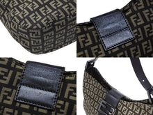 Load image into Gallery viewer, FENDI フェンディ ズッキーノ ワンショルダーバッグ 8BR036 キャンバス レザー ブラウン ベージュ ブラックメタル金具 美品 中古 4b009076