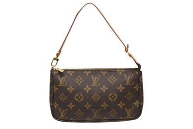 LOUIS VUITTON ルイヴィトン ポシェット アクセソワール アクセサリーポーチ M51980 モノグラム ブラウン レザー PVC 美品 中古 4b009077