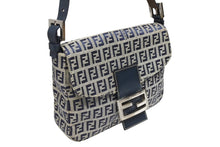 Load image into Gallery viewer, 極美品 FENDI フェンディ ズッキーノ ワンショルダーバッグ イタリア製 キャンバス レザー グレー ネイビー シルバー金具 中古 4b009081