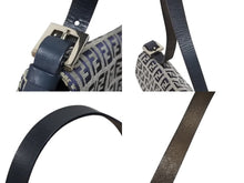 Load image into Gallery viewer, 極美品 FENDI フェンディ ズッキーノ ワンショルダーバッグ イタリア製 キャンバス レザー グレー ネイビー シルバー金具 中古 4b009081