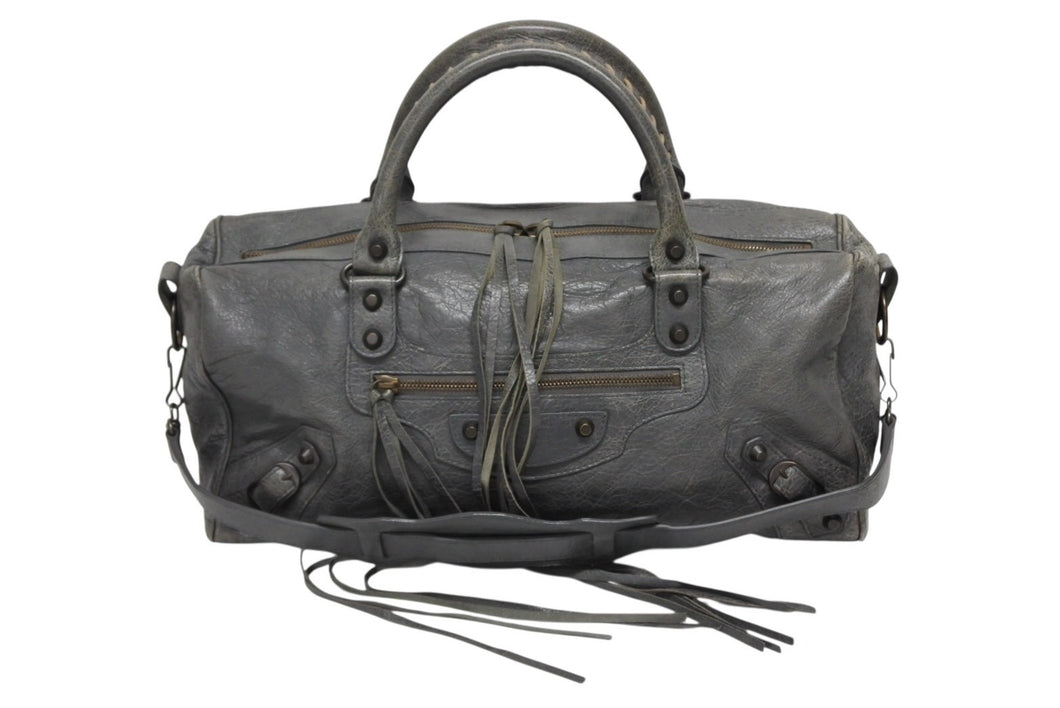 BALENCIAGA バレンシアガ THE TWIGGY ザ ツィギー 2WAYバッグ 128523 レザー グレー ガンメタ金具 美品 中古 4b009100