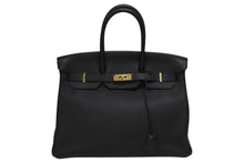 Load image into Gallery viewer, 新品同様 HERMES エルメス BIRKIN バーキン35 ブラック ゴールド金具 トリヨンクレマンス ハンドバッグ T刻印 中古 4b009106