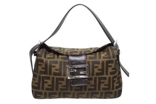 Load image into Gallery viewer, FENDI フェンディ マンマバケット ワンショルダーバッグ ズッカ柄 キャンバス レザー ブラウン シルバー金具 美品 中古 4b009108