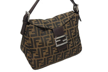 Load image into Gallery viewer, FENDI フェンディ マンマバケット ワンショルダーバッグ 26425 ズッカ柄 ブラウン キャンバス レザー シルバー金具 美品 中古 4b009113