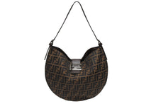 Load image into Gallery viewer, 極美品 FENDI フェンディ ホーボー ワンショルダーバッグ 26729 ズッカ柄 キャンバス レザー ブラウン シルバー金具 中古 4b009114