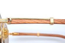 画像をギャラリービューアに読み込む, CARTIER カルティエ ウッドテンプル サングラス アイウェア サイズ55◻︎18 135 メタル ゴールド シルバー 美品 中古 4b009123