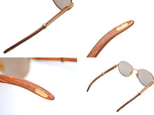 画像をギャラリービューアに読み込む, CARTIER カルティエ ウッドテンプル サングラス アイウェア サイズ55◻︎18 135 メタル ゴールド シルバー 美品 中古 4b009123