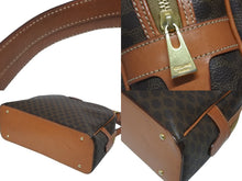 画像をギャラリービューアに読み込む, CELINE セリーヌ ヴィンテージ ハンドバッグ カバン ハンドバック 半月型 マカダム ゴールド金具 ブラウン 美品 中古 4b009127
