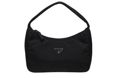 極美品 PRADA プラダ ホーボー ハンドバッグ ワンショルダーバッグ MV515 トライアングルロゴ ナイロン ブラック 中古 4b009128