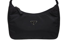 画像をギャラリービューアに読み込む, 極美品 PRADA プラダ ホーボー ハンドバッグ ワンショルダーバッグ MV515 トライアングルロゴ ナイロン ブラック 中古 4b009128