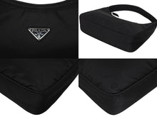 画像をギャラリービューアに読み込む, 極美品 PRADA プラダ ホーボー ハンドバッグ ワンショルダーバッグ MV515 トライアングルロゴ ナイロン ブラック 中古 4b009128