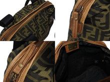 画像をギャラリービューアに読み込む, FENDI フェンディ ハンドバッグ 8BN002 ズッカ柄 ブラウン ブラック キャンバス レザー アンティークゴールド金具 美品 中古 4b009137