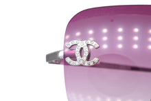 Load image into Gallery viewer, CHANEL シャネル リムレス サングラス 4017-D c.124/89 サイズ62□17 120 ココマーク パープル ラインストーン 美品 中古 4b009151