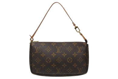 LOUIS VUITTON ルイヴィトン ポシェット アクセソワール アクセサリーポーチ M51980 モノグラム ブラウン レザー PVC 美品 中古 4b009167