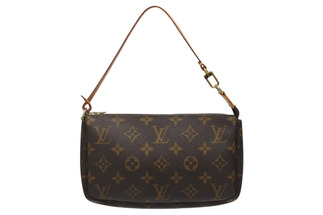 LOUIS VUITTON ルイヴィトン ポシェット アクセソワール アクセサリーポーチ M51980 モノグラム ブラウン レザー PVC 美品 中古 4b009167