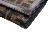 画像をギャラリービューアに読み込む, 極美品 FENDI フェンディ 二つ折り財布 コンパクトウォレット 31052 ズッカ柄 総柄 ブラウン シルバー金具 中古 4b009181