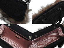 Load image into Gallery viewer, 極美品 PRADA プラダ 2WAYバッグ 5083 トライアングルロゴプレート ナイロン ファー ブラック シルバー金具 中古 4b009196