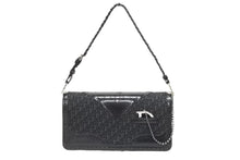 Load image into Gallery viewer, CHRISTIAN DIOR クリスチャンディオール トロッター柄 ワンショルダーバッグ キャンバス レザー ブラック シルバー金具 美品 中古 4b009203