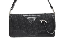 Load image into Gallery viewer, CHRISTIAN DIOR クリスチャンディオール トロッター柄 ワンショルダーバッグ キャンバス レザー ブラック シルバー金具 美品 中古 4b009203