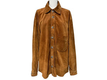 Load image into Gallery viewer, CHROME HEARTS クロムハーツ スウェード 長袖シャツ クロスボールボタン フレアニー ブラウン シルバー925 美品 中古 4b009209