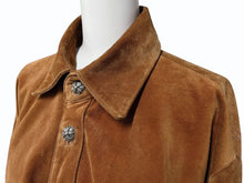 Load image into Gallery viewer, CHROME HEARTS クロムハーツ スウェード 長袖シャツ クロスボールボタン フレアニー ブラウン シルバー925 美品 中古 4b009209