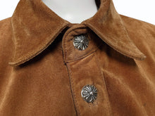 Load image into Gallery viewer, CHROME HEARTS クロムハーツ スウェード 長袖シャツ クロスボールボタン フレアニー ブラウン シルバー925 美品 中古 4b009209