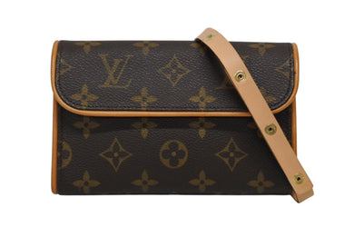 極美品 LOUIS VUITTON ルイヴィトン ウエスト ショルダーバッグ M51855 モノグラム ポシェットフロランティーヌ ブラウン 中古 4b009217