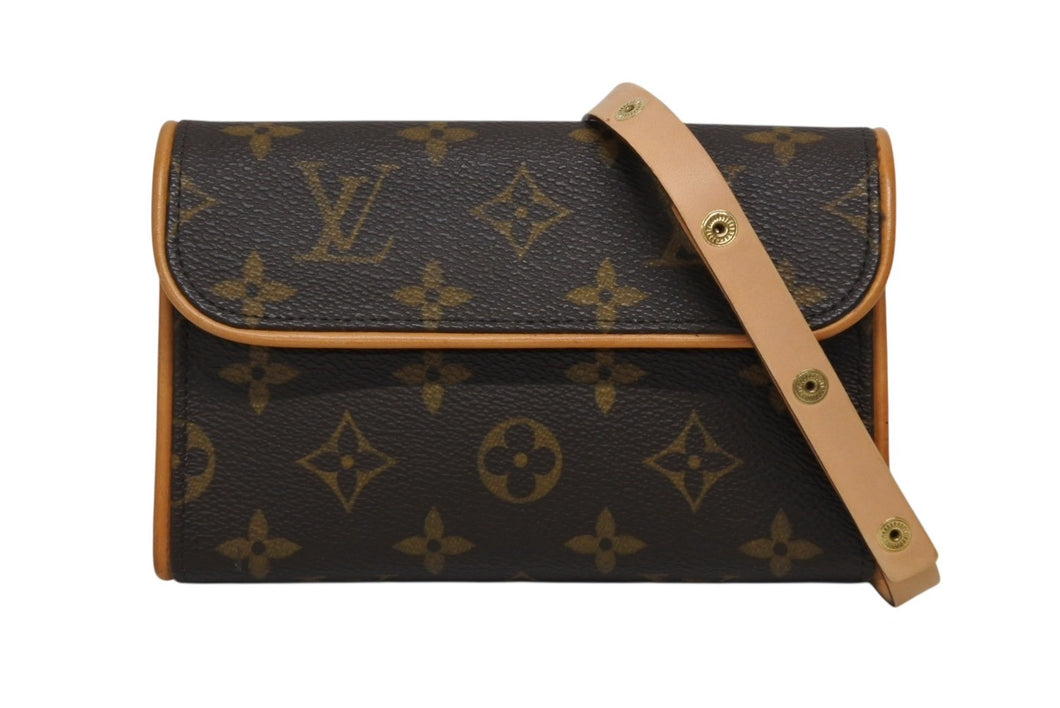 極美品 LOUIS VUITTON ルイヴィトン ウエスト ショルダーバッグ M51855 モノグラム ポシェットフロランティーヌ ブラウン 中古 4b009217