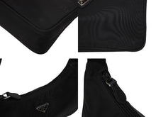Load image into Gallery viewer, 極美品 PRADA プラダ ホーボー ハンドバッグ ワンショルダーバッグ MV515 トライアングルロゴ ナイロン ブラック 中古 4b009221