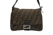 Load image into Gallery viewer, FENDI フェンディ マンマバケット ワンショルダーバッグ ズッカ柄 ブラウン キャンバス レザー シルバー金具 美品 中古 4b009230