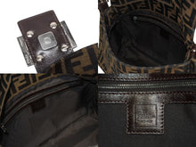 Load image into Gallery viewer, FENDI フェンディ マンマバケット ショルダーバッグ ズッカ柄 コットンキャンバス レザー ブラウン シルバー金具 美品 中古 4b009231