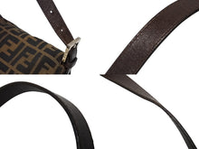 Load image into Gallery viewer, FENDI フェンディ マンマバケット ショルダーバッグ ズッカ柄 コットンキャンバス レザー ブラウン シルバー金具 美品 中古 4b009231