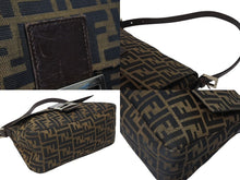 Load image into Gallery viewer, FENDI フェンディ マンマバケット ショルダーバッグ ズッカ柄 コットンキャンバス レザー ブラウン シルバー金具 美品 中古 4b009231