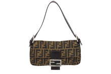 Load image into Gallery viewer, FENDI フェンディ マンマバケット ワンショルダーバッグ ズッカ柄 キャンバス レザー ブラウン シルバー金具 美品 中古 4b009232