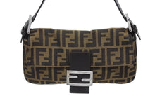 Load image into Gallery viewer, FENDI フェンディ マンマバケット ワンショルダーバッグ ズッカ柄 キャンバス レザー ブラウン シルバー金具 美品 中古 4b009232
