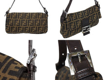 Load image into Gallery viewer, FENDI フェンディ マンマバケット ワンショルダーバッグ ズッカ柄 キャンバス レザー ブラウン シルバー金具 美品 中古 4b009232