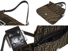 Load image into Gallery viewer, FENDI フェンディ マンマバケット ワンショルダーバッグ ズッカ柄 キャンバス レザー ブラウン シルバー金具 美品 中古 4b009232