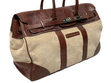 Load image into Gallery viewer, Brunello Cucinelli ブルネロクチネリ カントリーバッグ ビジネスバッグ レザー コーデュロイ ベージュ ブラウン シルバー金具 美品 中古 4b009238