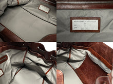 Load image into Gallery viewer, Brunello Cucinelli ブルネロクチネリ カントリーバッグ ビジネスバッグ レザー コーデュロイ ベージュ ブラウン シルバー金具 美品 中古 4b009238