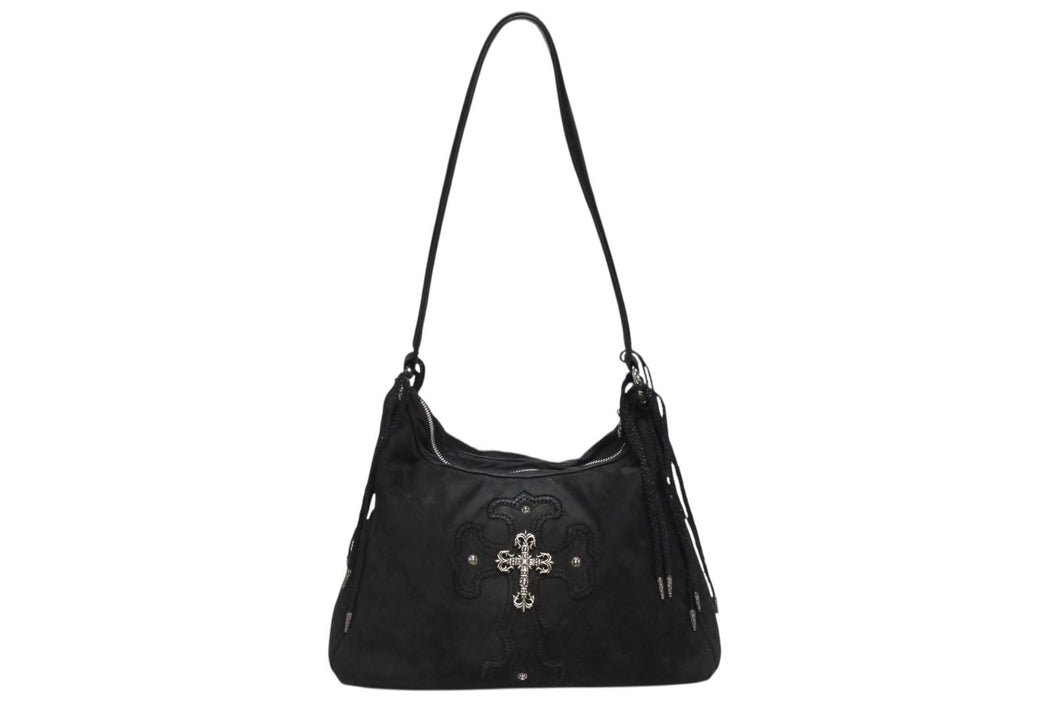 CHROME HEARTS クロムハーツ ショルダーバッグ ヌバック フィリグリークロス クロスボール CHクロスパッチ ブラック 美品 中古 4b009255