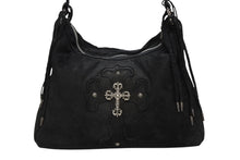 Load image into Gallery viewer, CHROME HEARTS クロムハーツ ショルダーバッグ ヌバック フィリグリークロス クロスボール CHクロスパッチ ブラック 美品 中古 4b009255