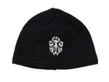 画像をギャラリービューアに読み込む, CHROME HEARTS クロムハーツ THERMAL BEANIE CAP サーマルニットキャップ ビーニー ブラック ホワイト ダガー刺繍 美品 中古 4b009256
